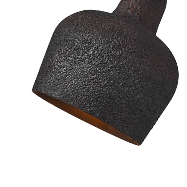 Lámpara colgante de metal negro, estilo campana vintage. Diseño japonés para comedor, dormitorio o sala.