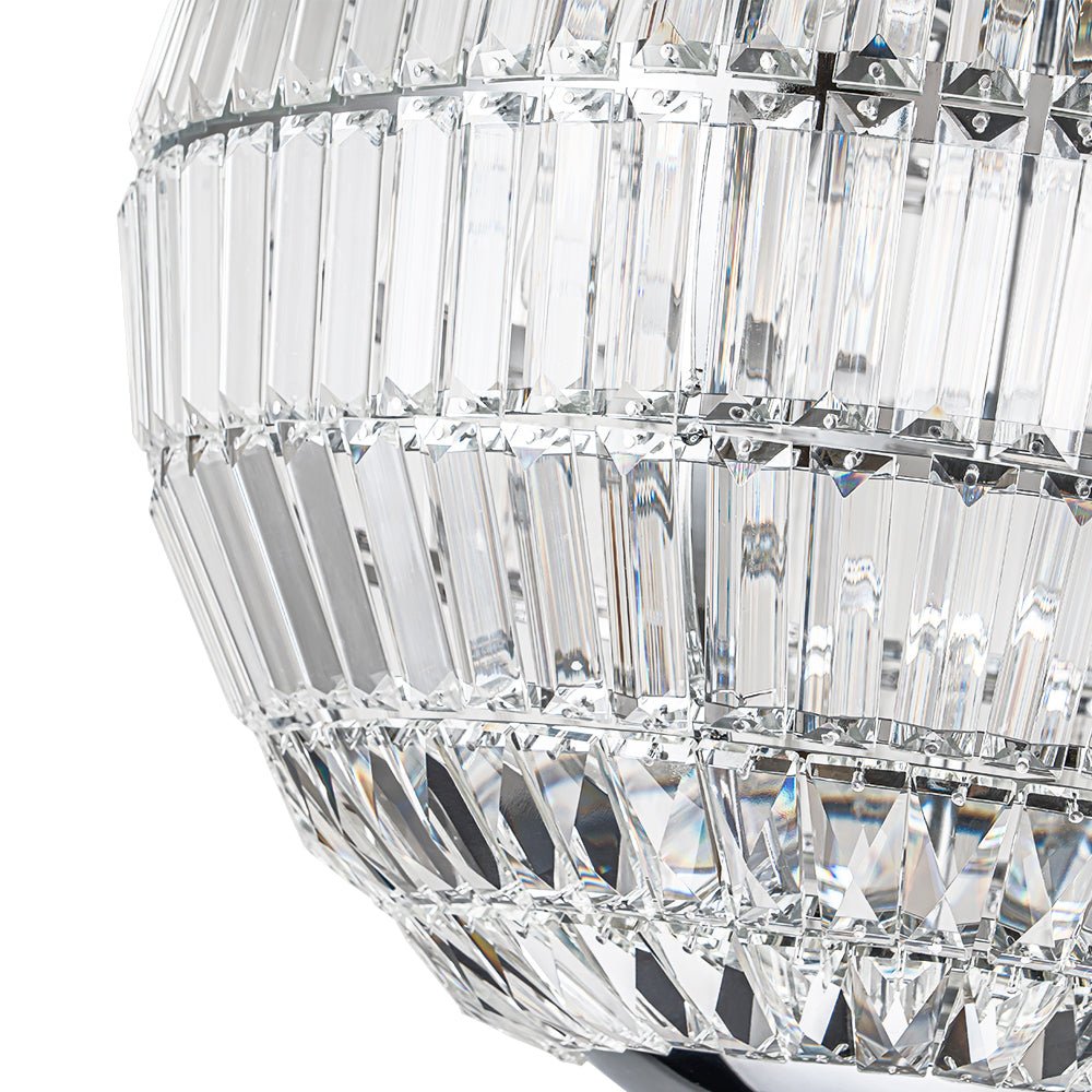 Lámpara de araña de cristal con 6 luces, diseño globo moderno y lujoso para un comedor impactante.