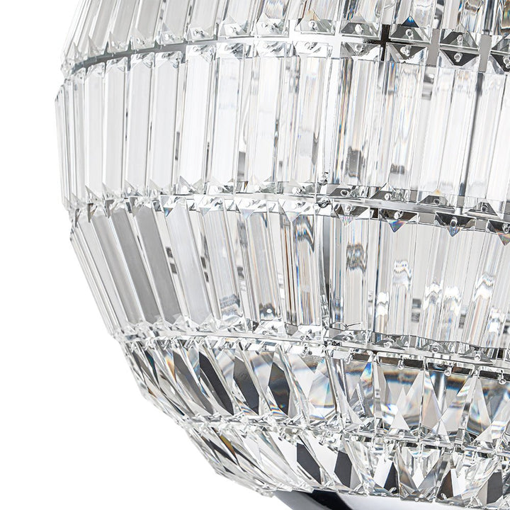 Lámpara de araña de cristal con 6 luces, diseño globo moderno y lujoso para un comedor impactante.