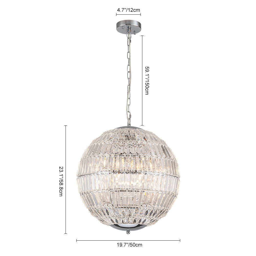 Araña de cristal moderno, 6 luces colgantes. Diseño globo de lujo perfecto para sala de estar.
