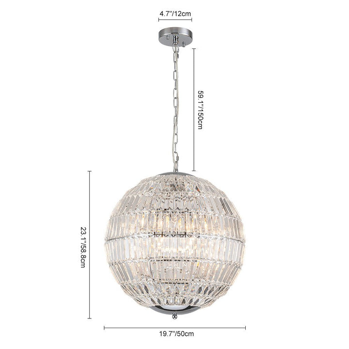Araña de cristal moderno, 6 luces colgantes. Diseño globo de lujo perfecto para sala de estar.