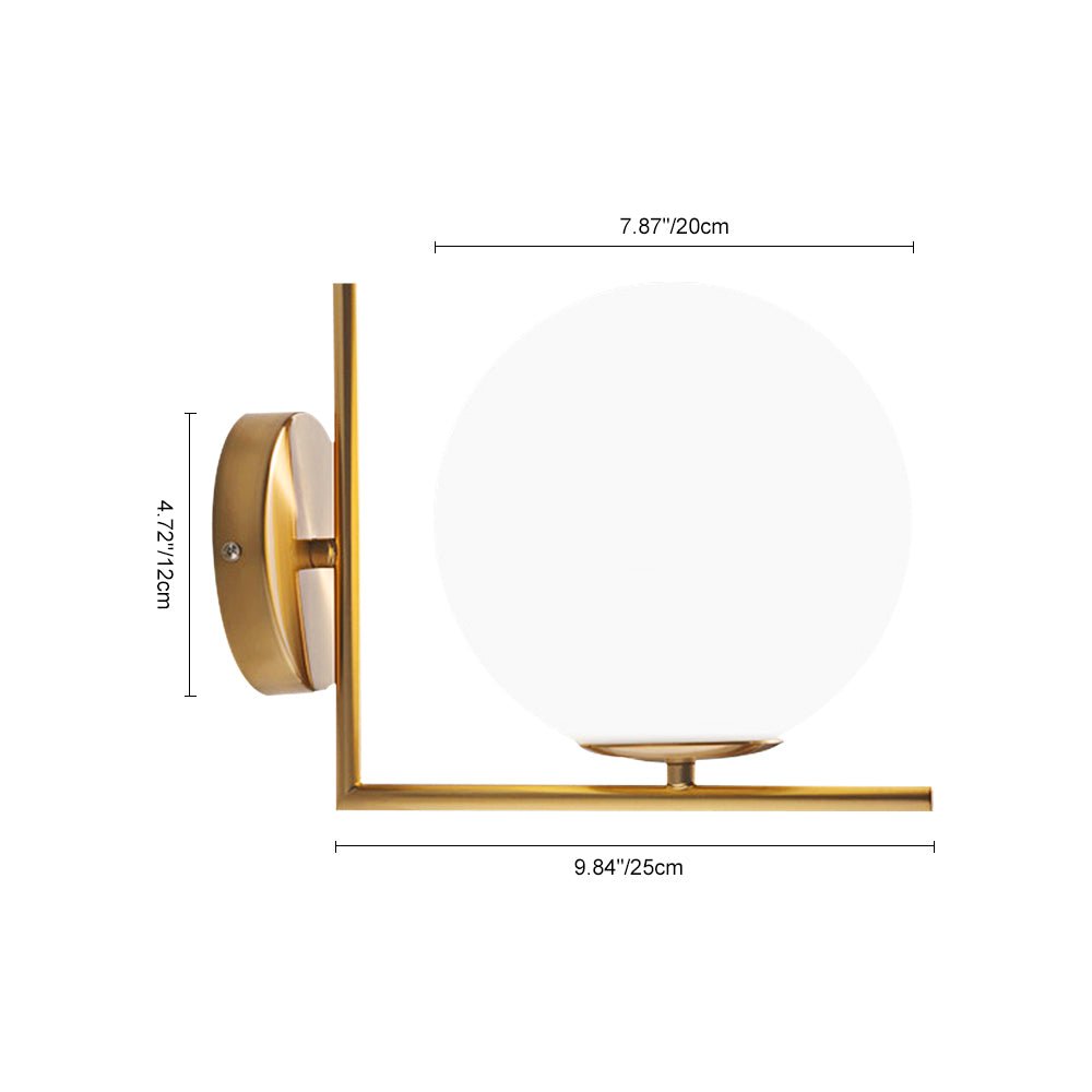 Aplique de pared decorativo estilo Mid-Century moderno con globo de vidrio. Ideal para salones y dormitorios.