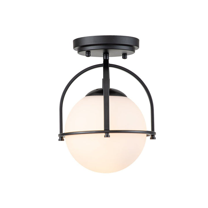 Lámpara de techo estilo mid-century, semi empotrada, ideal para iluminación y decoración interior moderna.