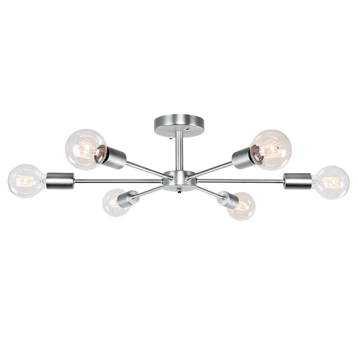 Moderna luz de techo Sputnik de 6 focos, diseño Mid-Century elegante para interiores.