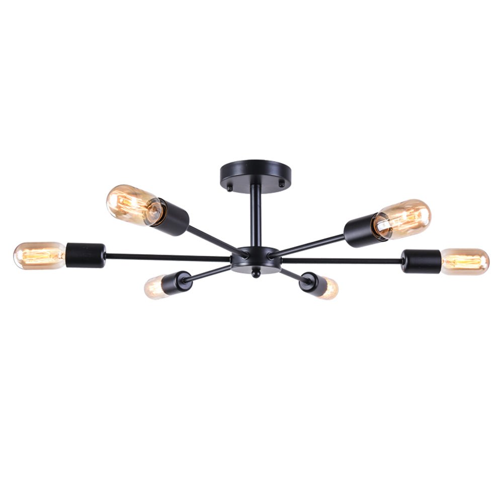 Iluminación de techo de 6 luces estilo Sputnik, moderna y de metal para sala de estar.