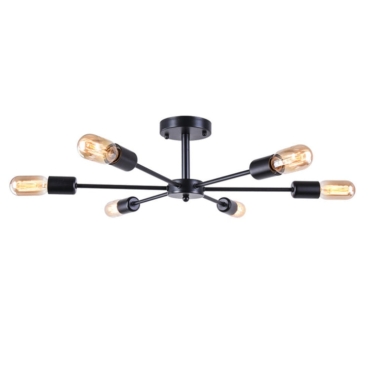 Iluminación de techo de 6 luces estilo Sputnik, moderna y de metal para sala de estar.