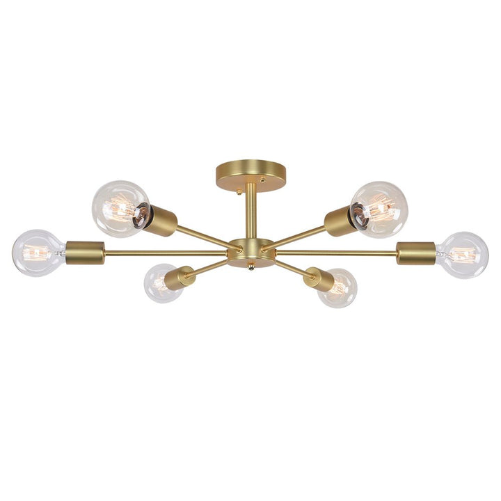 Luz de techo Sputnik moderna de 6 luces, semi flush, toque Mid-Century elegante.