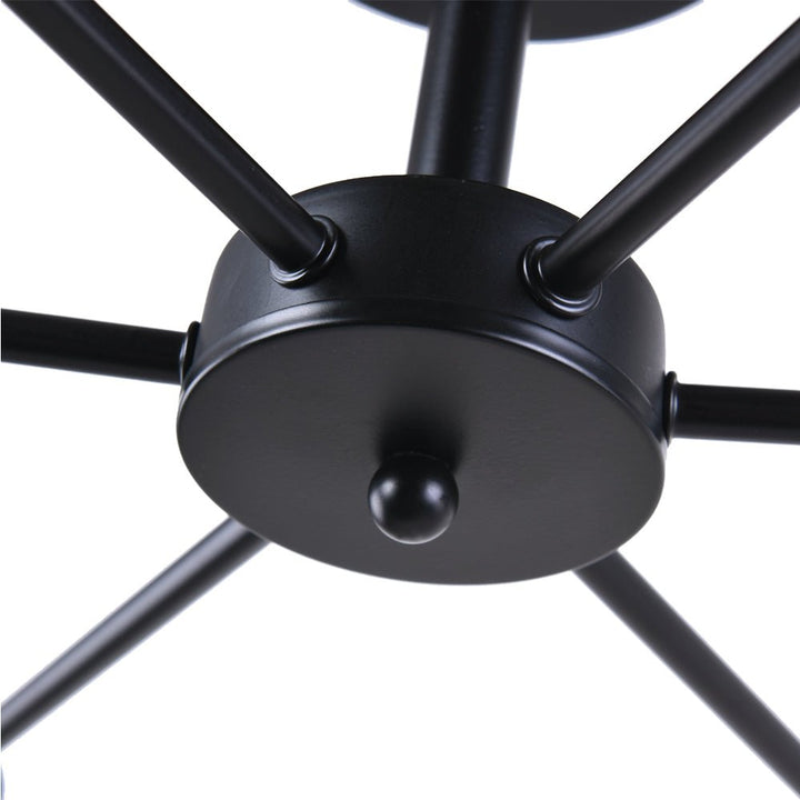 Brillante lámpara de techo Sputnik de 6 luces, diseño moderno Mid-Century para espacios amplios.