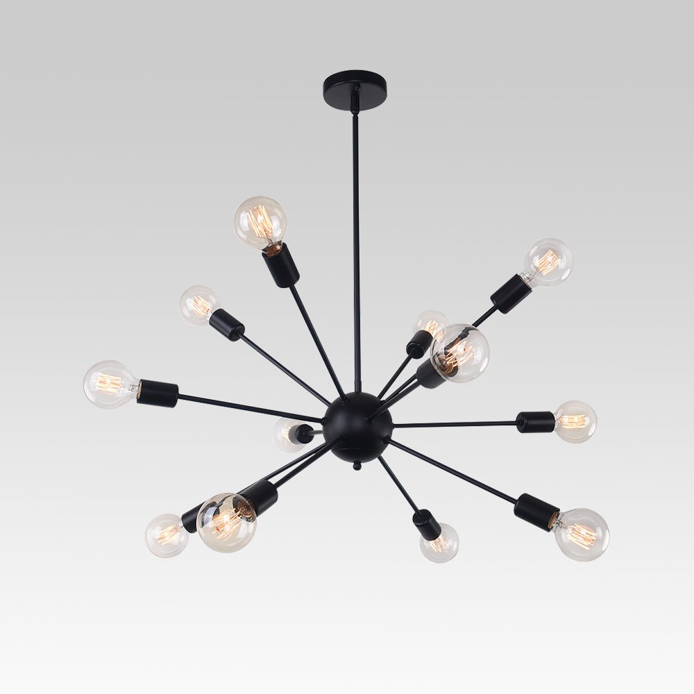 Candelabro Sputnik de latón, 12 focos, estilo moderno de mediados de siglo, perfecto para sala.