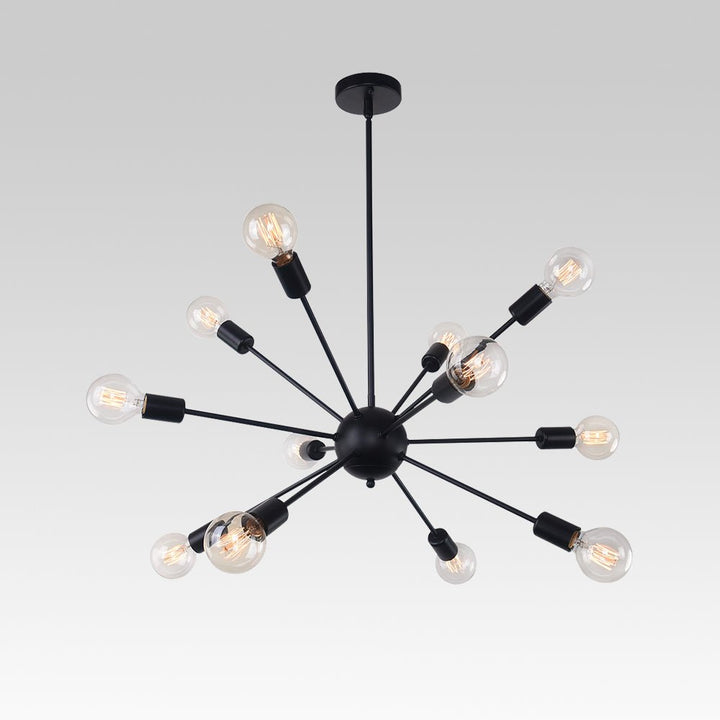Candelabro Sputnik de latón, 12 focos, estilo moderno de mediados de siglo, perfecto para sala.
