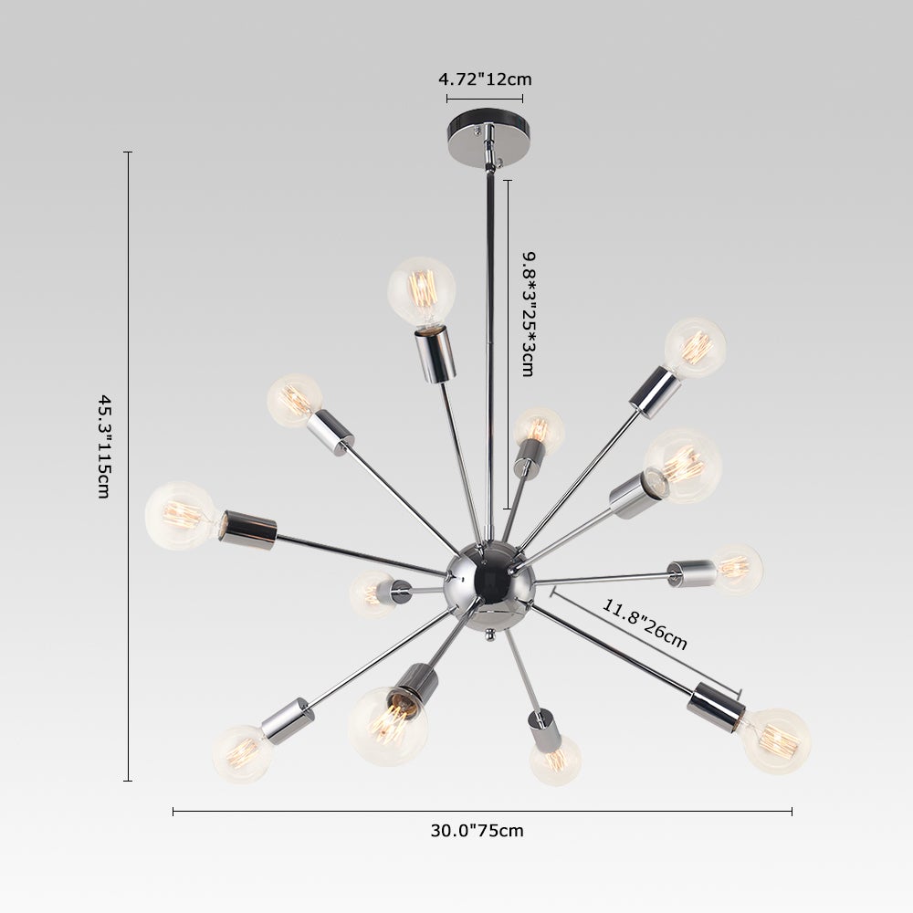Lámpara de techo con 12 luces, estilo Sputnik retro-moderno, realza cualquier diseño interior.