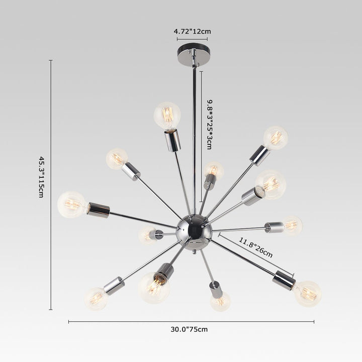 Lámpara de techo con 12 luces, estilo Sputnik retro-moderno, realza cualquier diseño interior.