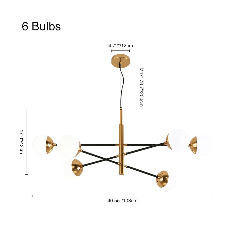 Lámpara de techo Sputnik negra. Candelabro moderno de medio siglo para comedor o sala de estar.