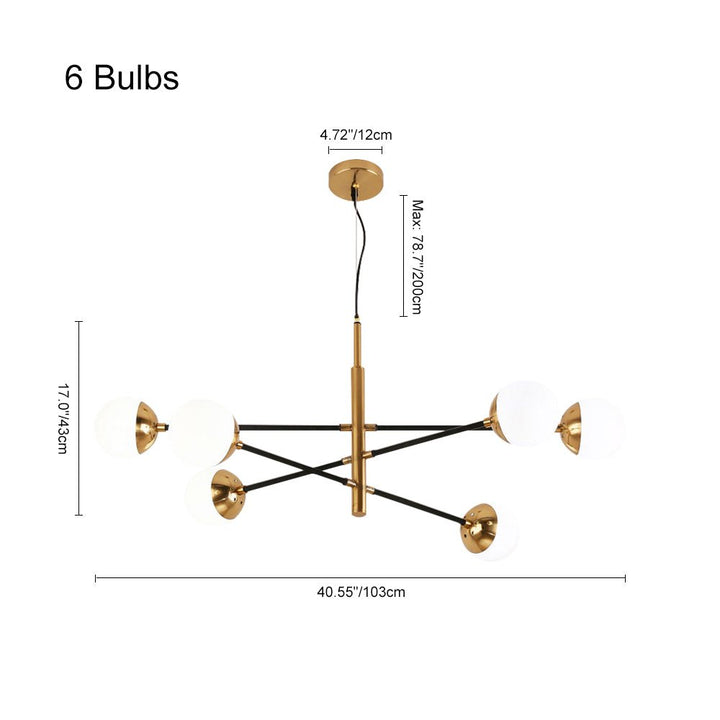 Lámpara de techo Sputnik negra. Candelabro moderno de medio siglo para comedor o sala de estar.