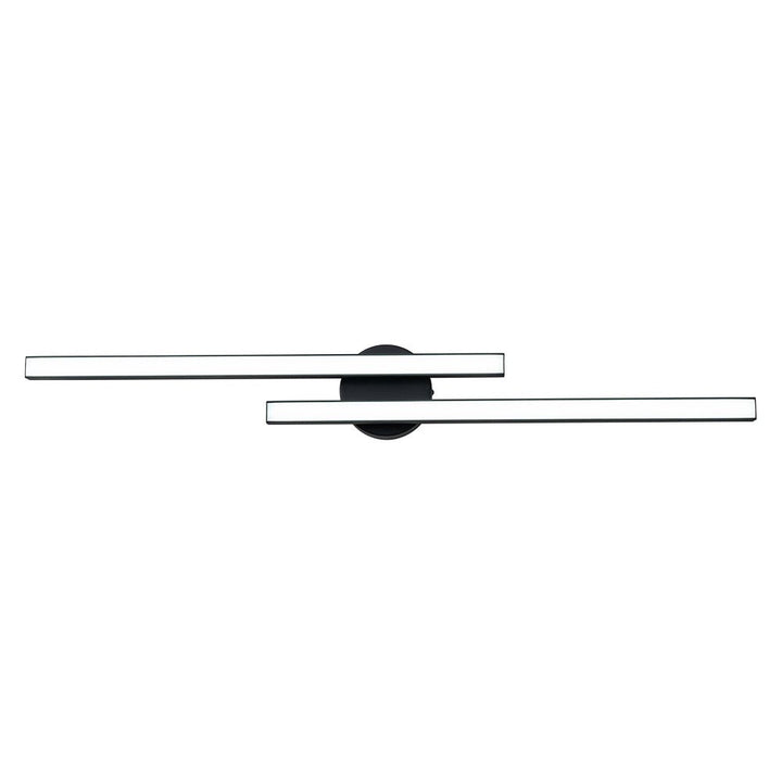 Lámpara de techo LED minimalista en un comedor. Dos luces, estilo moderno para una iluminación funcional.