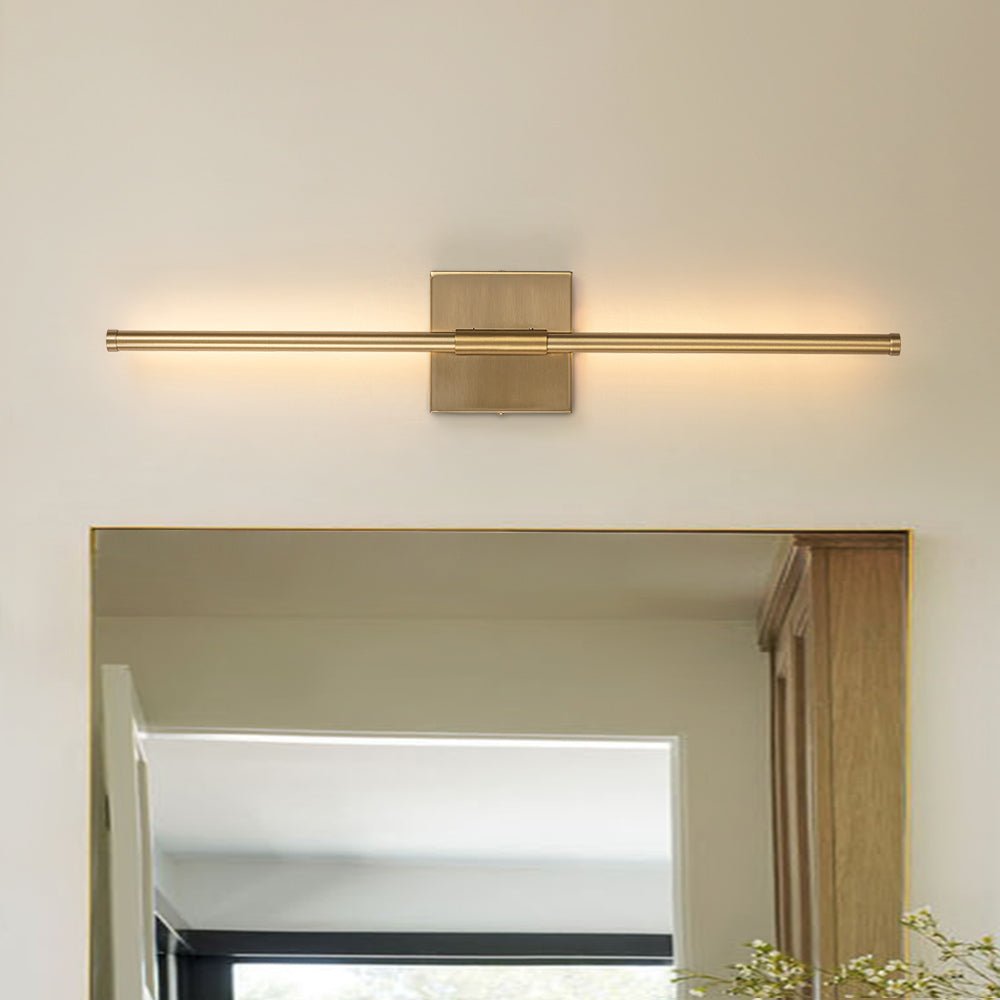 Aplique de pared LED lineal minimalista con dosel cuadrado para iluminación interior moderna.