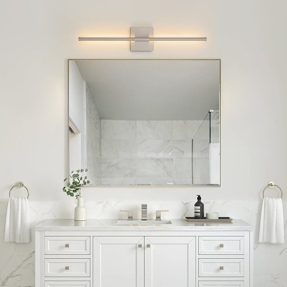 Iluminación LED de pared lineal con dosel cuadrado, estilo minimalista y vanguardista.