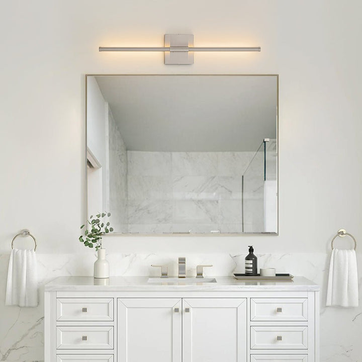 Iluminación LED de pared lineal con dosel cuadrado, estilo minimalista y vanguardista.