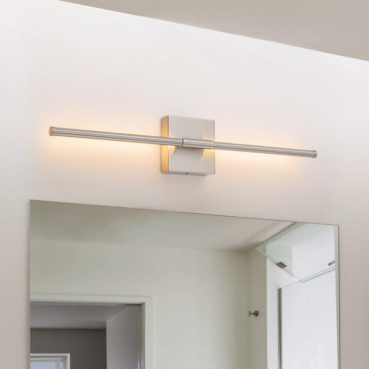 Iluminación de pared LED lineal elegante, estilo minimalista, con luz cálida para el hogar.