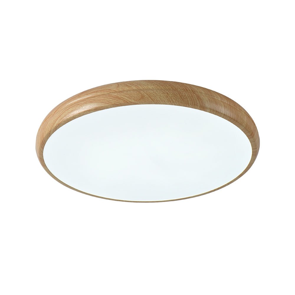 Luz de techo LED minimalista efecto madera, plafón moderno para dormitorio.
