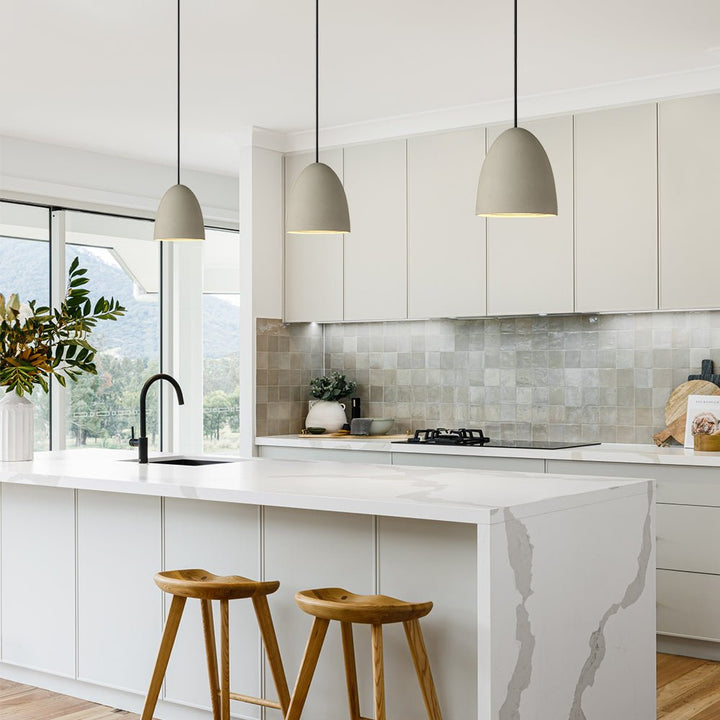 Colgante de cemento moderno, lámpara de techo geométrica para cocina, iluminación interior contemporánea.