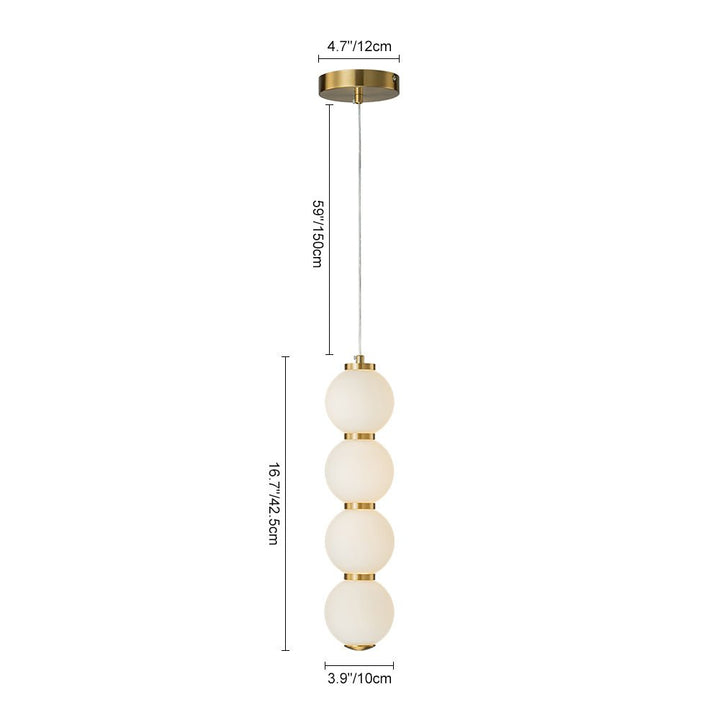 Colgante moderno LED de 4 luces con estructura de ábaco y perlas de vidrio, luz suave para tu espacio.