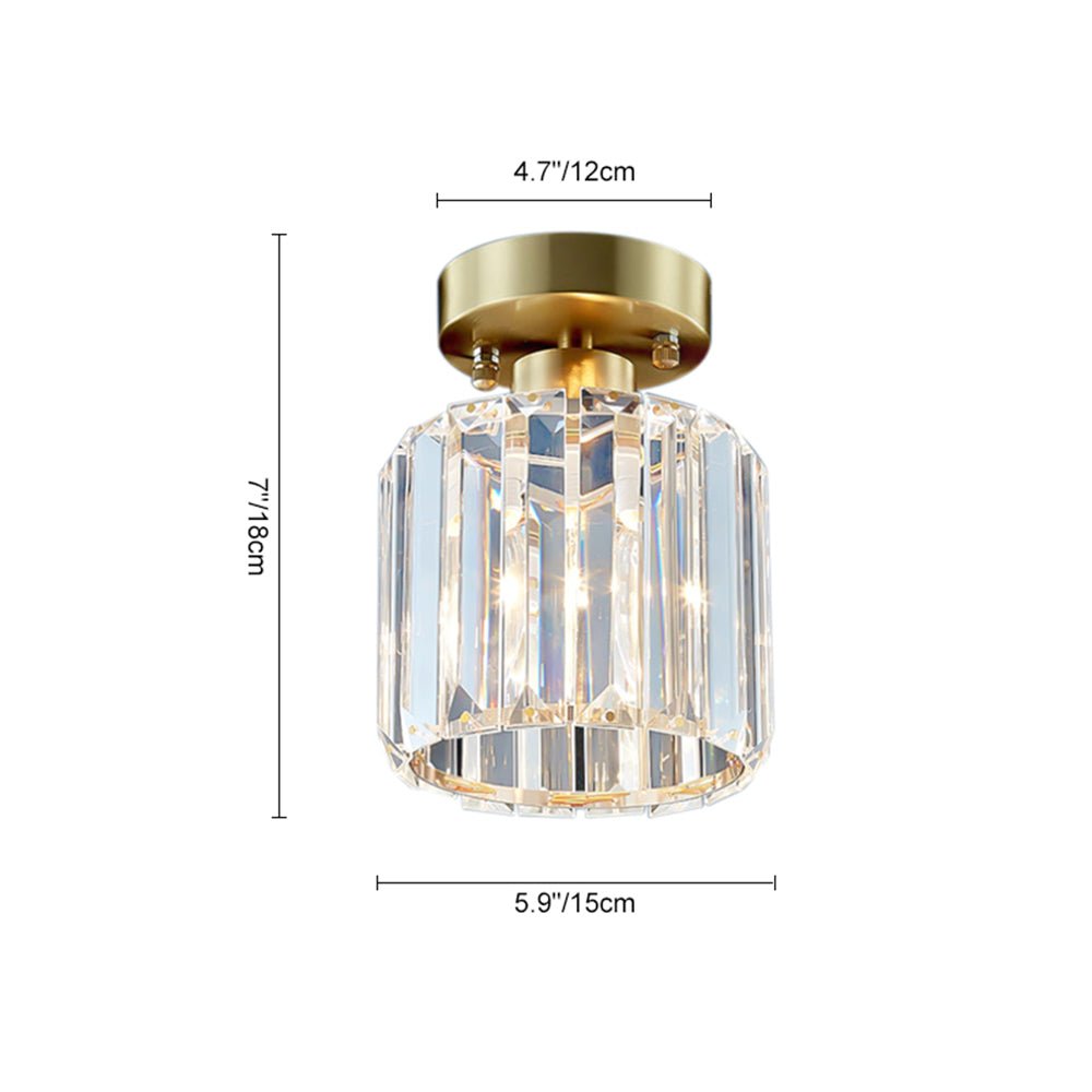 Lámpara de techo de cristal con glamour, diseño cilíndrico moderno. Ideal para iluminación empotrada en salón.