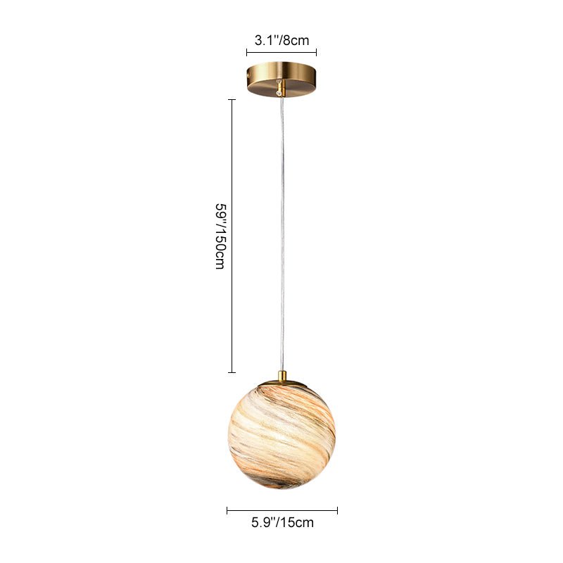 Lámpara colgante de vidrio esférico "Saturno". Luz moderna de techo con diseño único para el hogar.