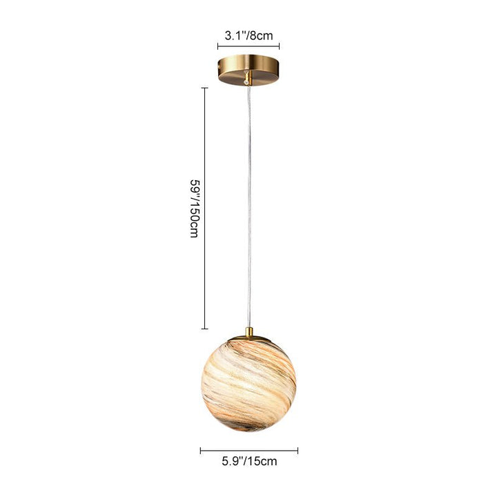 Lámpara colgante de vidrio esférico "Saturno". Luz moderna de techo con diseño único para el hogar.