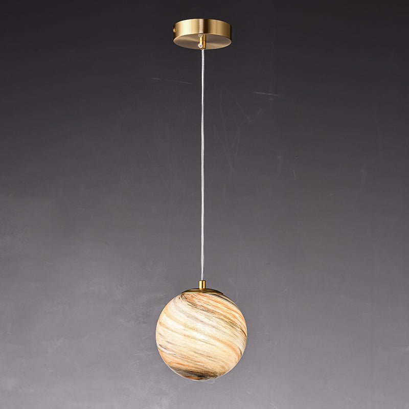 Lámpara colgante esférica Saturno de vidrio, con 1 luz. Diseño elegante y minimalista para interiores.