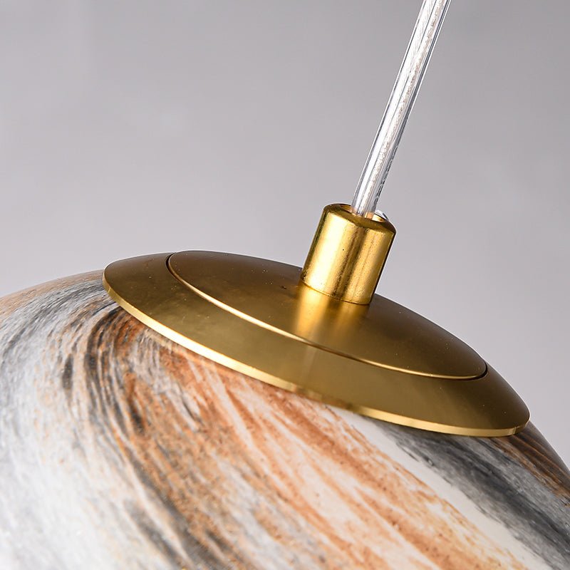 Lámpara colgante de vidrio esférico Saturno. Iluminación moderna y luz de techo decorativa contemporánea.