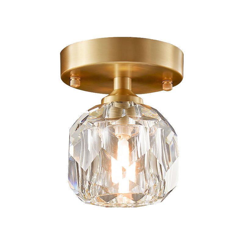 Luz de techo pequeña moderna de cristal. Lámpara semi empotrada para iluminación del hogar.