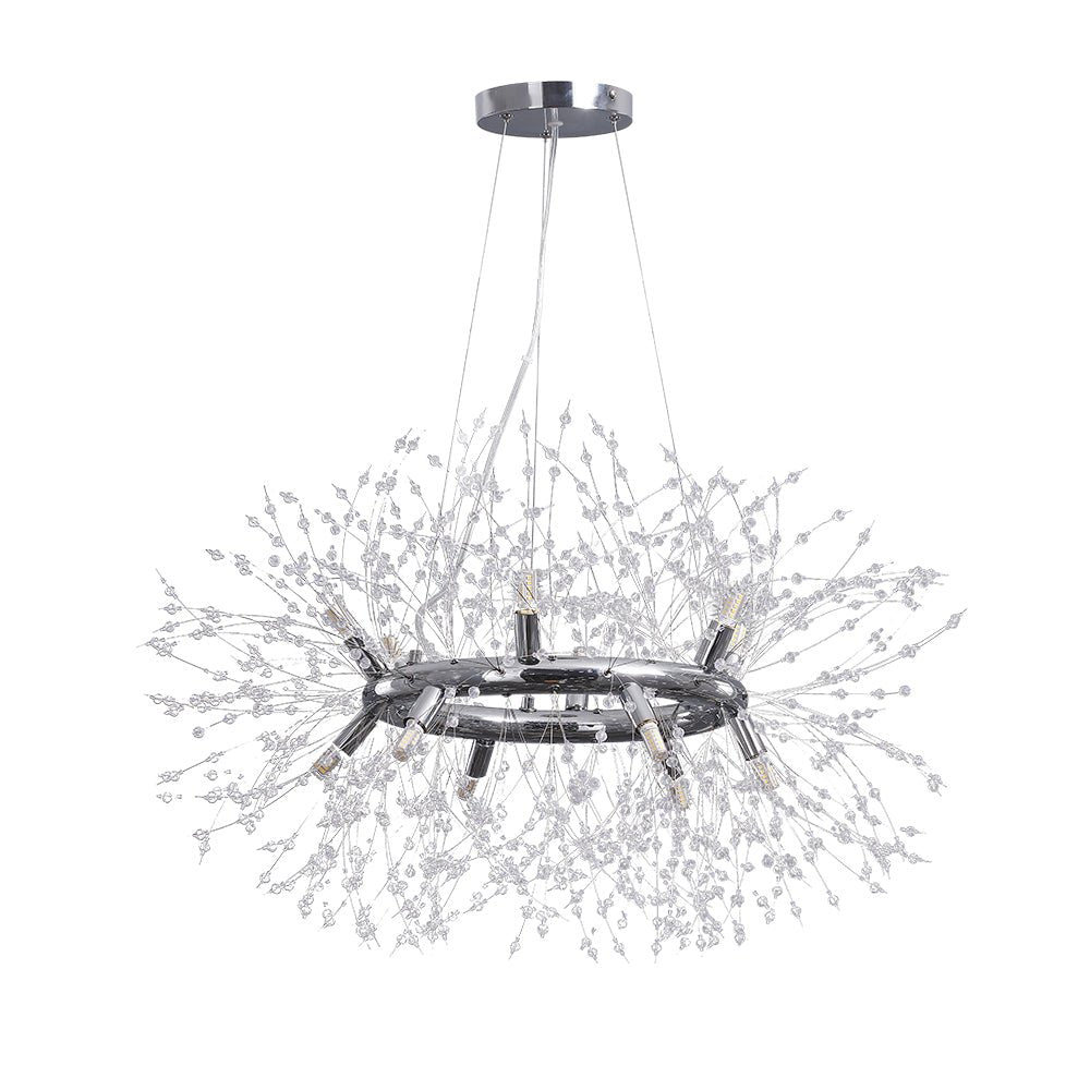 Candelabro de lujo con diseño de diente de león. Luz decorativa para ambiente elegante.