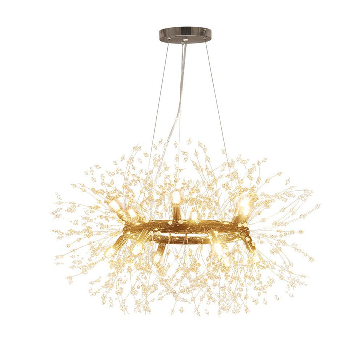 Iluminación de cristal estilo diente de león. Lámpara moderna para cocina o salón.