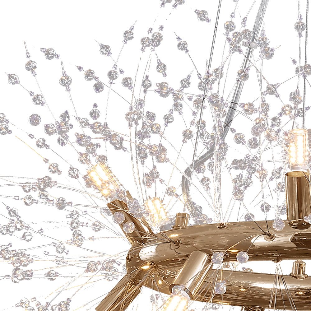 Luminaria de lujo Diente de León. Candelabro con cristales para un ambiente contemporáneo.