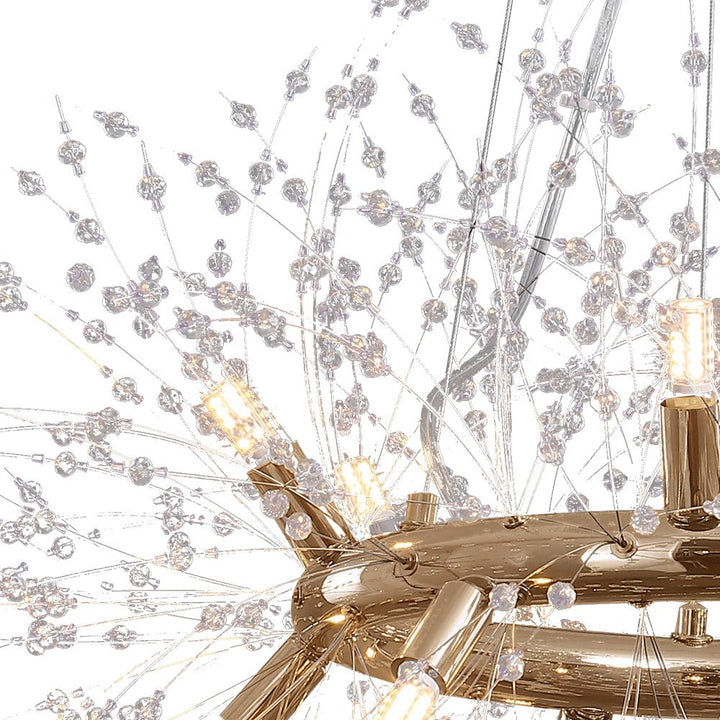 Luminaria de lujo Diente de León. Candelabro con cristales para un ambiente contemporáneo.