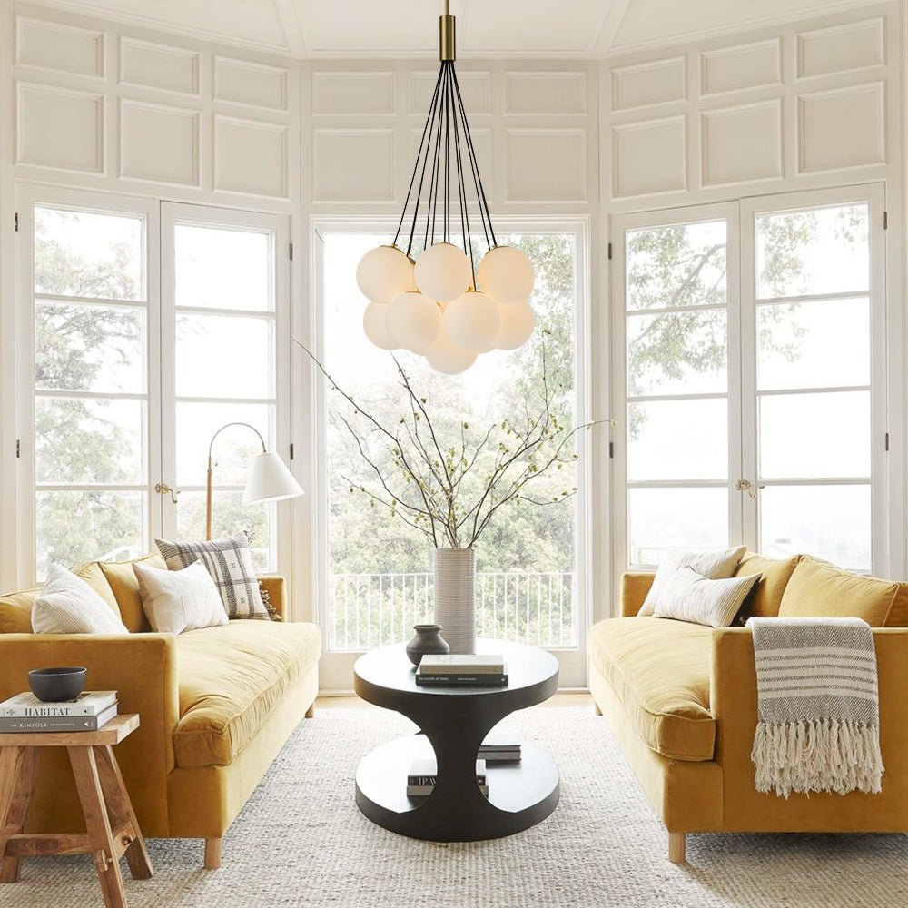 Lámpara colgante de diseño burbuja, iluminación elegante para decoración de hogar.