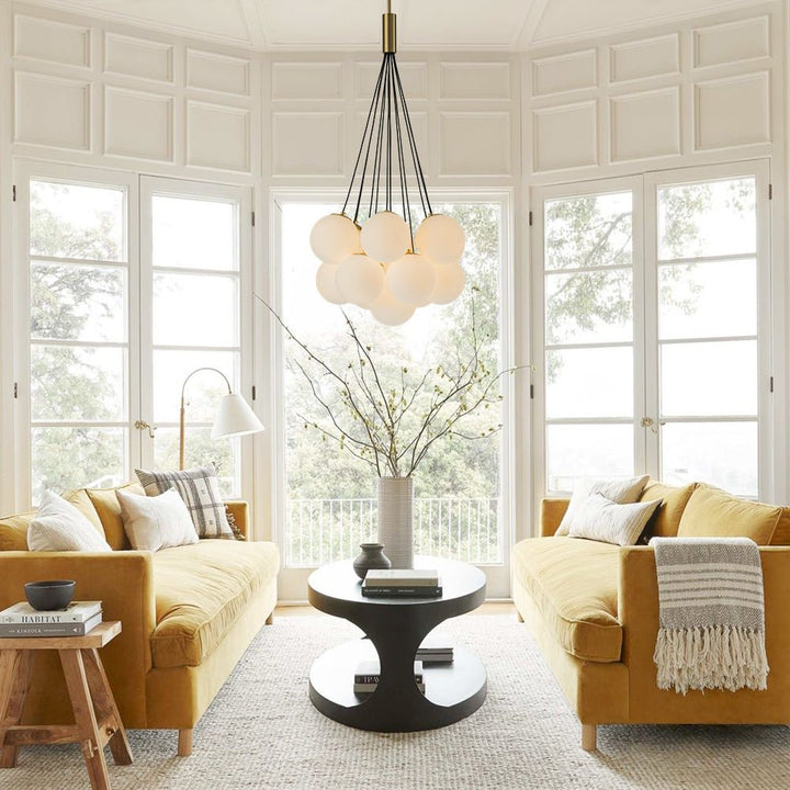 Lámpara colgante de diseño burbuja, iluminación elegante para decoración de hogar.