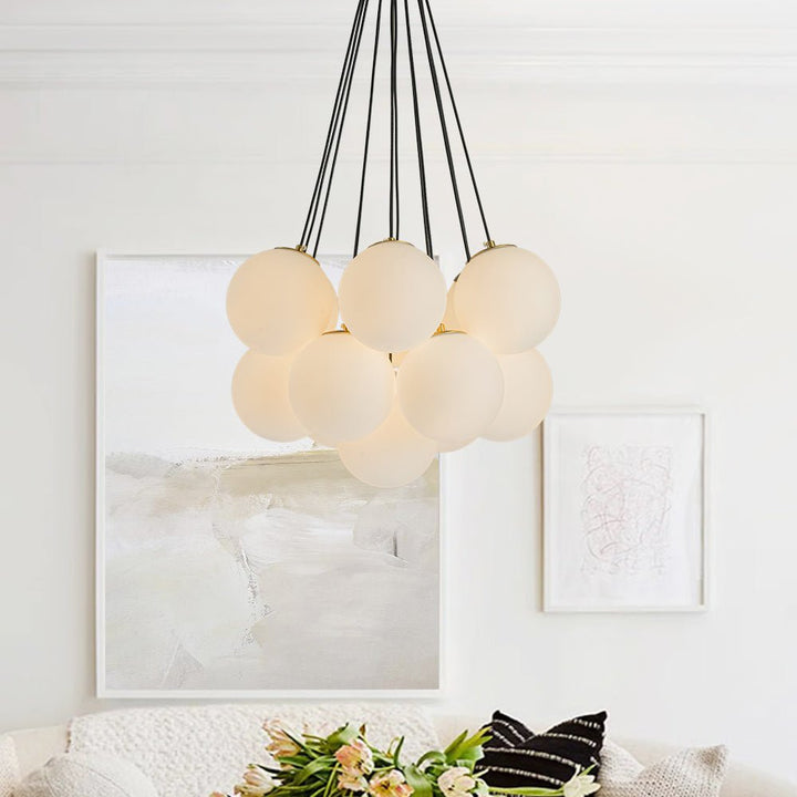 Candelabro moderno de burbuja con 13 luces, ideal para salón y comedor.