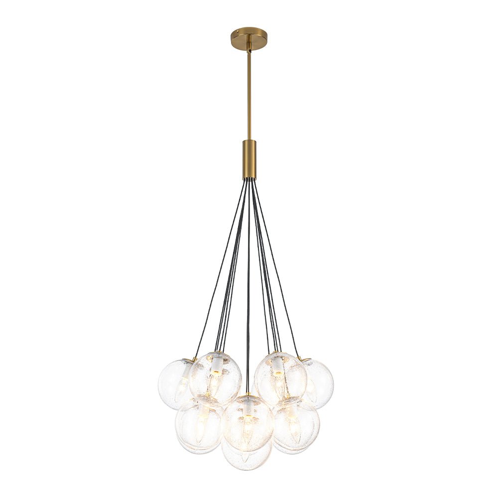 Candelabro de diseño burbuja con 13 focos, perfecto para salón o comedor.