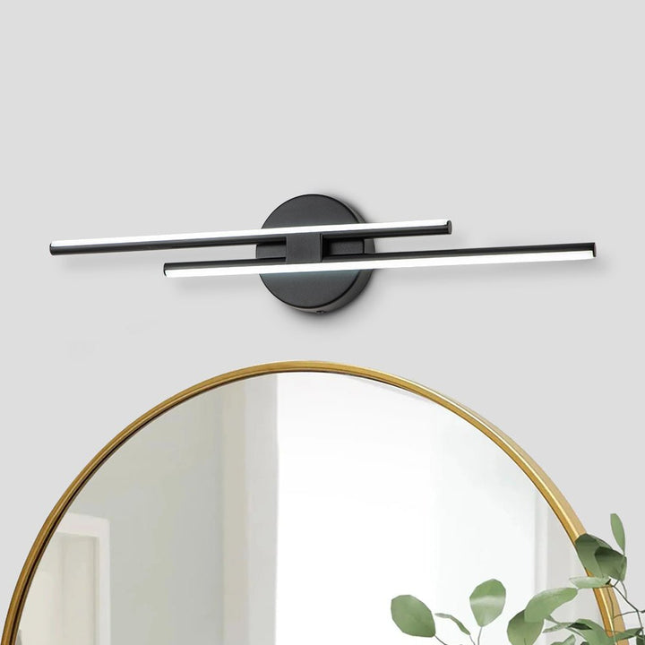 Aplique LED lineal de pared para baño. Iluminación de espejo moderna con 2 luces, tono frío.