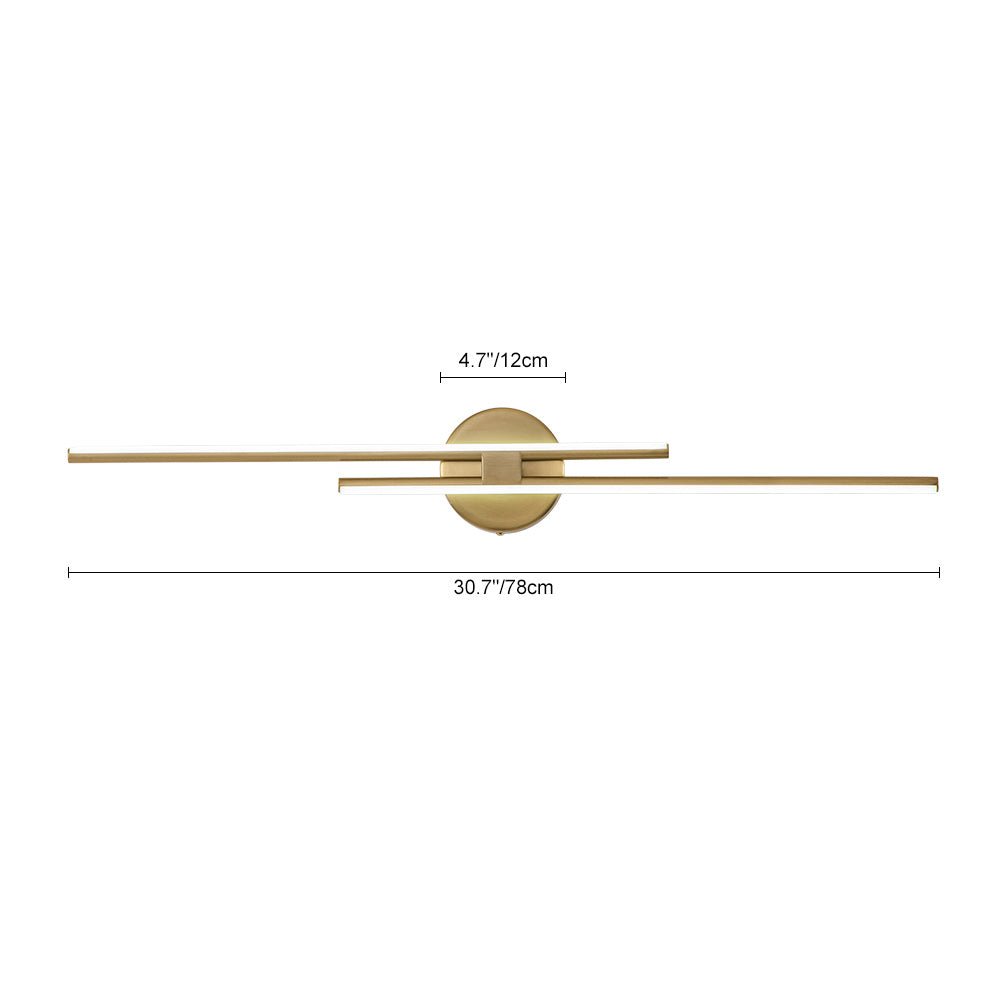 Lámpara de pared LED lineal para tocador. Diseño moderno con rayas, luz fría para un baño elegante.