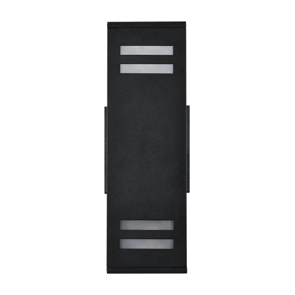 Iluminación de jardín negra rectangular, resistente al agua. Aplique de pared moderno para exteriores y patios.