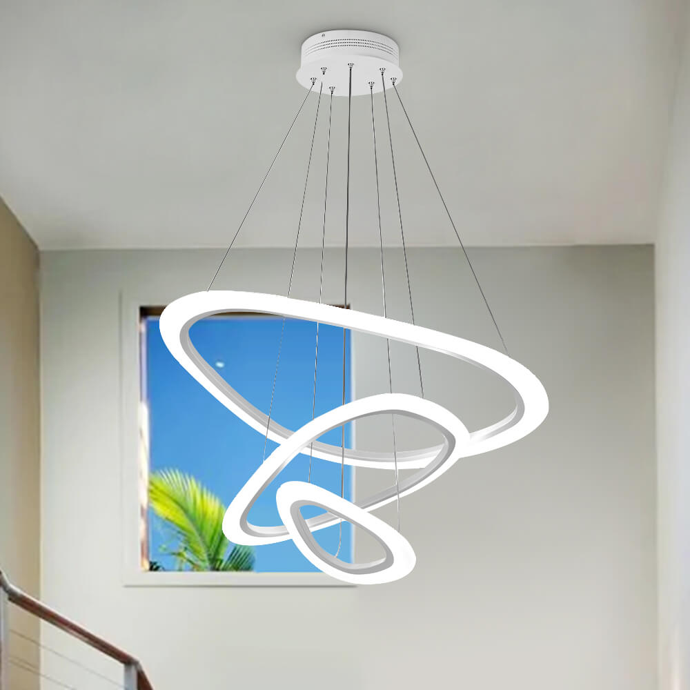 Lámpara de techo LED moderna con 3 anillos, proporciona una luz potente y regulable para tu espacio.