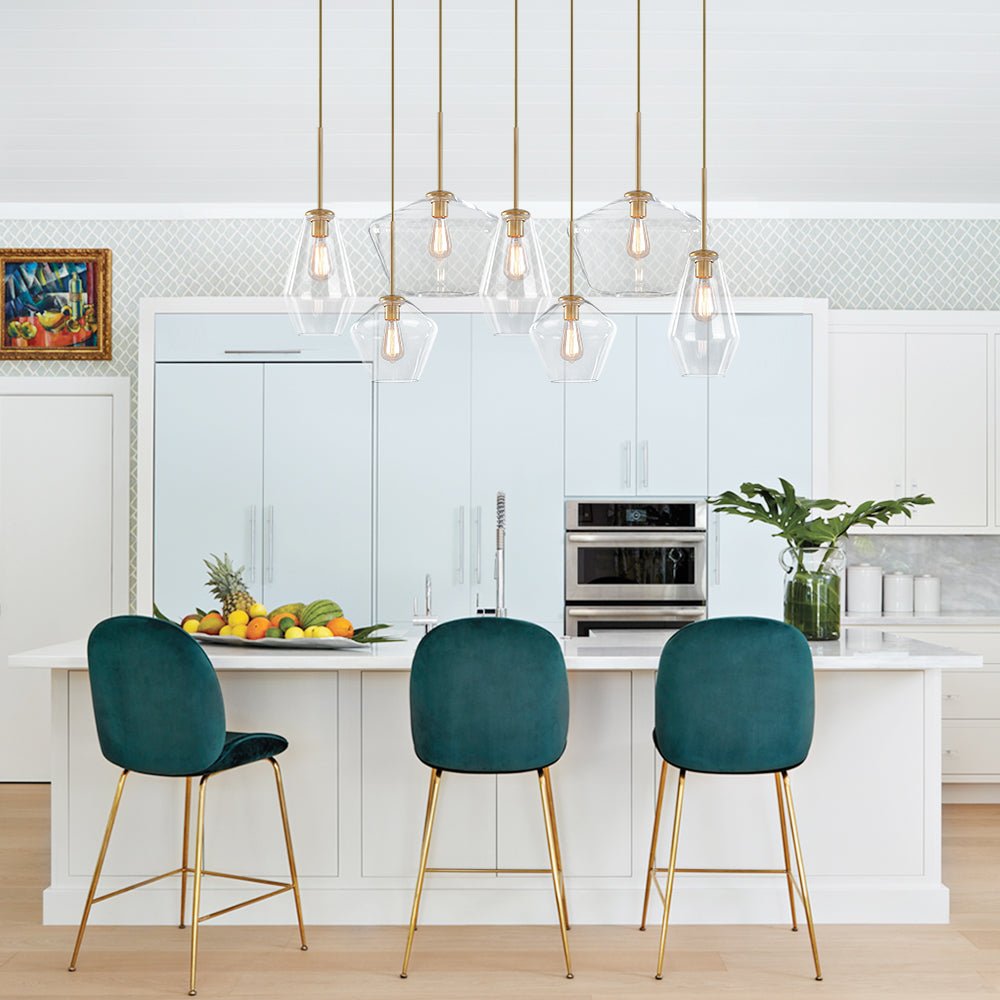 Lámpara colgante moderna geométrica de 7 luces para iluminación interior. Diseño elegante y contemporáneo para el hogar.