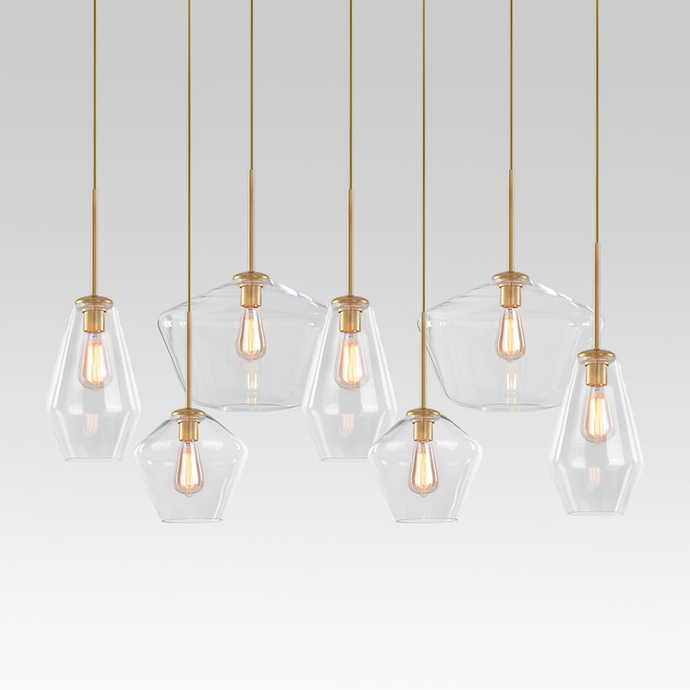 Elegante lámpara colgante geométrica de 7 luces. Iluminación moderna y decorativa para cualquier espacio interior.