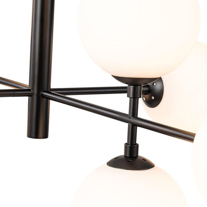 Lámpara de techo decorativa: candelabro lineal de 8 luces con vidrio opal para cocinas modernas.