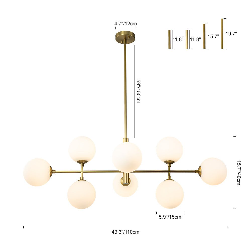 Elegante lámpara de cocina lineal moderna, 8 luces y vidrio opal. Perfecta para iluminación de hogar.