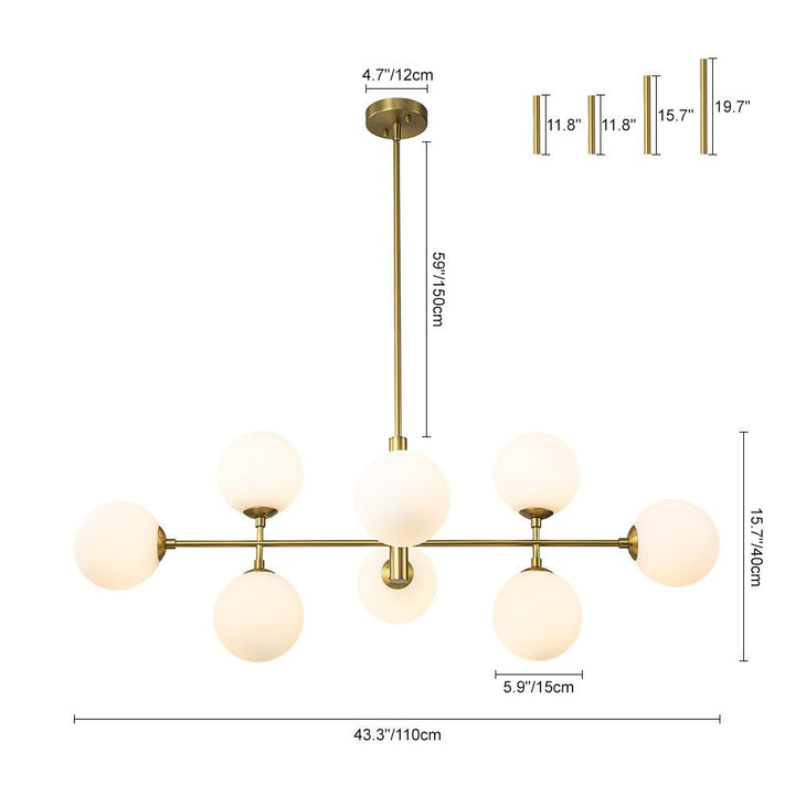 Elegante lámpara de cocina lineal moderna, 8 luces y vidrio opal. Perfecta para iluminación de hogar.