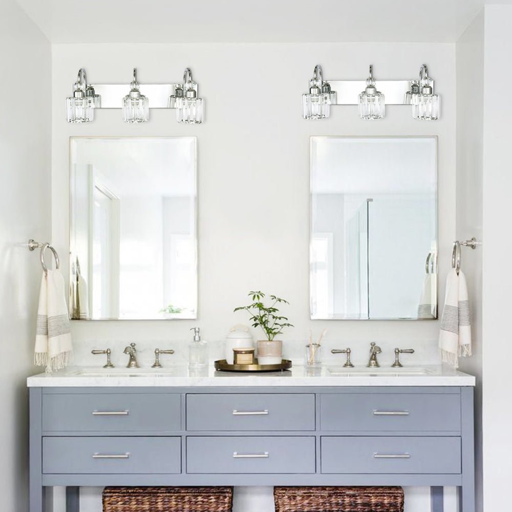 Luz decorativa para baño, focos modernos con prismas, estilo vanguardista.